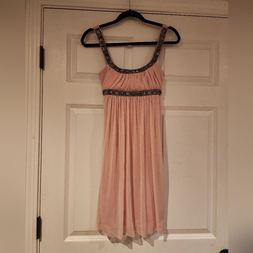 City Studio pink gem detail tie back formal dress S